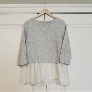 LOFT Mixed Media Flounce Peplum Top